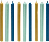 Cactula | Bougies de table longues 28 cm | Dans les couleurs Trendy 2021 | Bleu foncé / Jade / Jaune ocre