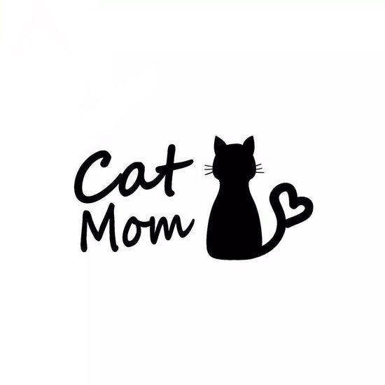 GoedeDoelen.Shop | Auto Sticker Cat Mom Zwart | Autosticker | Kattensticker | Poezensticker | Weersbestendig | 13 x 6 CM | Scootersticker | Laptopsticker | Koelkaststicker | Transparant Zwart