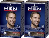 2 stuks Schwarzkopf Men Perfect 50 - Lichtbruin -  haarkleuring - gel -  haarverf mannen -  - just for men -  grijs dekkend in 10 minuten