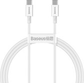 Baseus Dynamic Series USB-C naar USB-C Kabel - 100 cm. 100W, USB 2.0 480Mbps - Wit