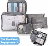 Koffer Packing Cubes Set - Kleding Organizer Zak en Rugzak - Handbagage 6 delige set - Opbergzakken voor Ondergoed - Opbergtas voor Schoenen - Inclusief Toiletzak - Grijs