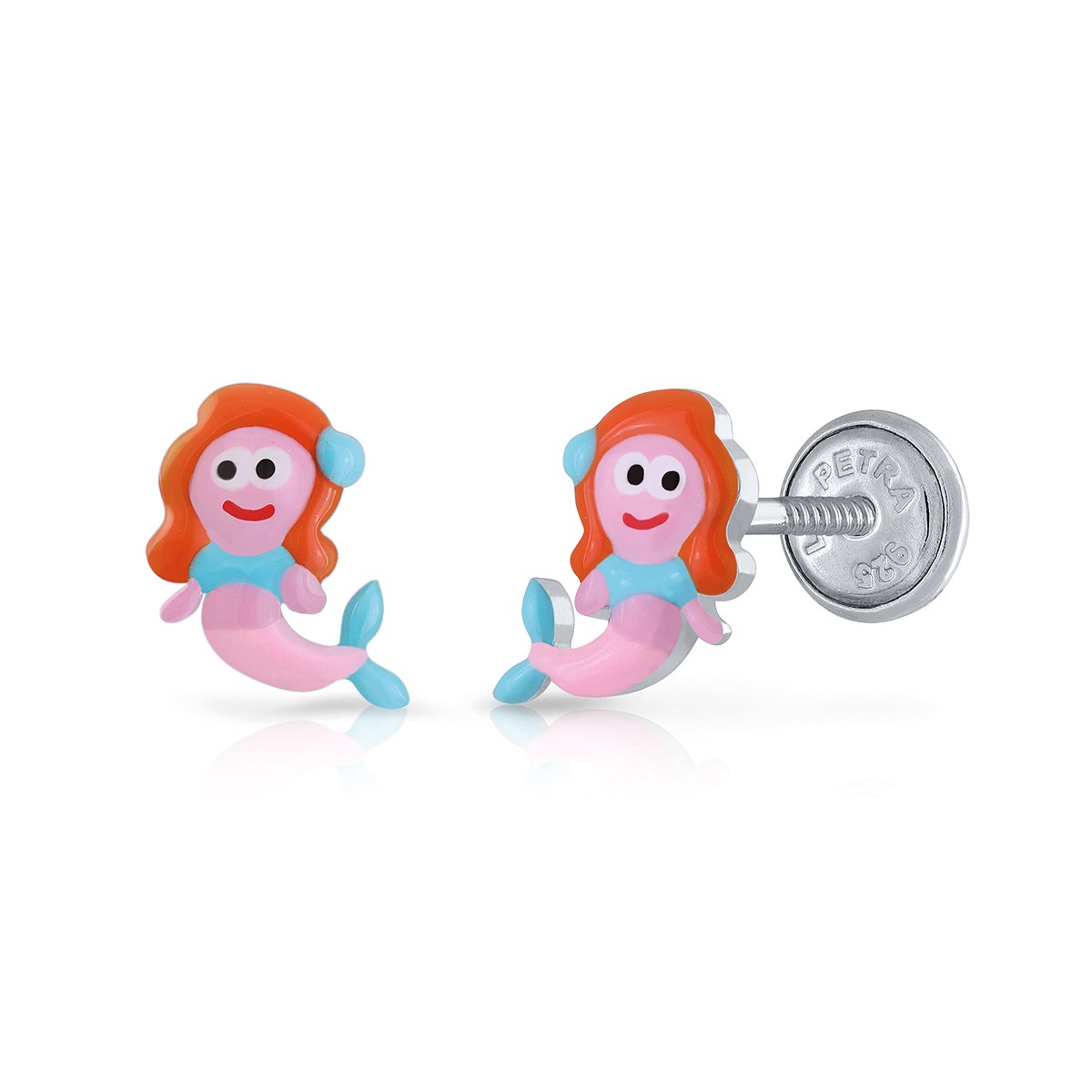 AtelierThuis - juwelier kwaliteit 925 zilveren oorbellen - kinderen - Zeemeermin Rood haar - in mooie cadeauverpakking - met cadeautasje - mooi cadeau voor meisjes