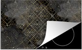 KitchenYeah® Inductie beschermer 78x52 cm - Marmer print - Zwart - Goud - Geometrie - Kookplaataccessoires - Afdekplaat voor kookplaat - Inductiebeschermer - Inductiemat - Inductieplaat mat