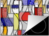 KitchenYeah® Inductie beschermer 75x52 cm - Mondriaan - Kubisme - Kunst - Patronen - Kookplaataccessoires - Afdekplaat voor kookplaat - Inductiebeschermer - Inductiemat - Inductieplaat mat