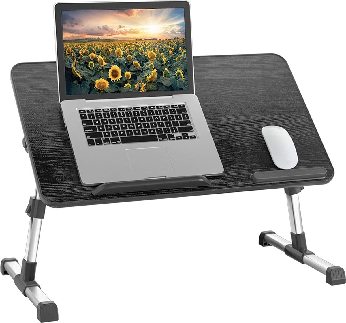 SWILIX ® Laptoptafel - Inklapbaar en Verstelbaar Bedtafel - Laptopstandaard - Schoottafel Zwart / Grijs - SWILIX