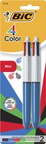 BIC 4-Color Mini Ball Pens, 1.0 mm - blister met 2 stuks mini vierkleurenpen - mini 4 colours pen