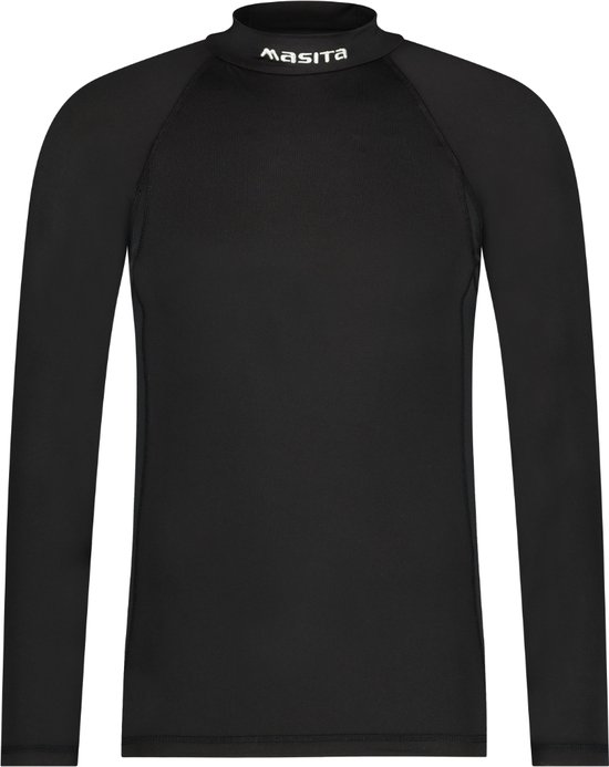 Masita | Thermoshirt Dames Lange Mouw Colshirt Skin Trainingsshirt Heren Kind Unisex 100% Polyester Sneldrogend - BLACK - 140