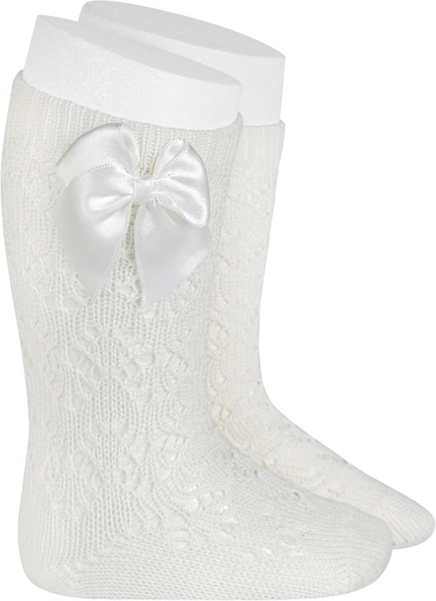 Cóndor Kniekous Opengewerkt Satijnen Strik | 2506/2 | Off White | 23-26 | maat 4