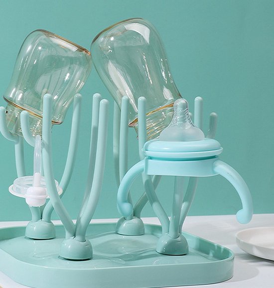 HD Shop - Flessen Droogrek - Baby Flessenrek - Afdruiprek Baby - Droogrek - Groen/Turqoise van HD Shop — afbeelding 2