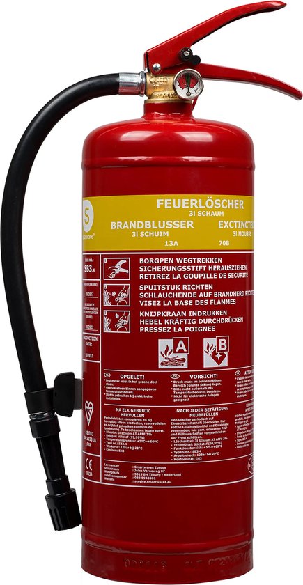 Smartwares FEX-15230 SB3 - Mousse - 3 l / kg - Classe de feu AB - Avec  support de... | bol.com