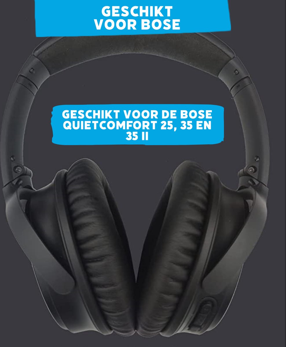 Lederen Set Oorkussens - Geschikt voor Bose Koptelefoon QuietComfort 35 II, QC35II/QC35/QC25/QC2/QC15/Soundtrue/Soundlink Around-Ear II AE2 headphones, Vervangende Kussens Voor Hoofdtelefoon - 1 Paar – foto 4
