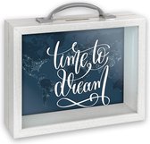 ZEP - tirelire bois/verre Smith avec texte "time to dream" format 6,5x21 cm - RM4143