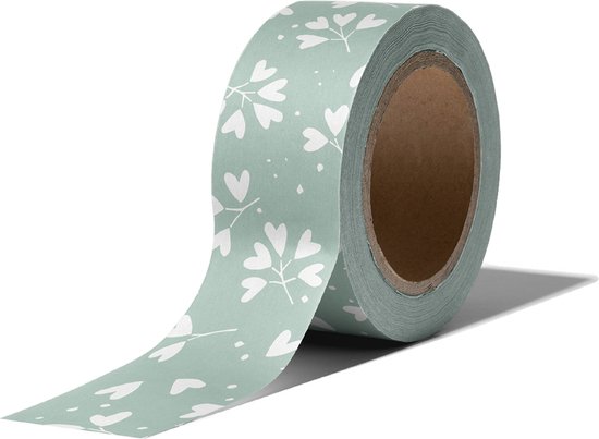 Masking Tape Takje Met Hartjes Mint Decoratie Washi Papier Tape 15 Mm X 10 M