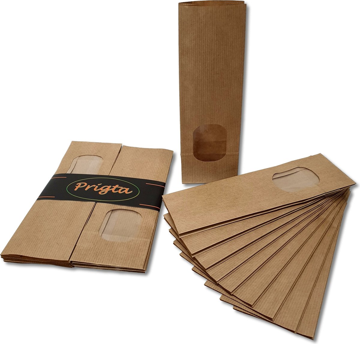 Blokbodemzakjes Kraft Blanco & XL Venster 9x5x20.5cm 100stuks