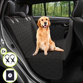 Premium Hondendeken auto achterbank kijkvenster - Incl 2 hondenriemen en E-Book - Autodeken hond - Autobench voor hond - Zwart