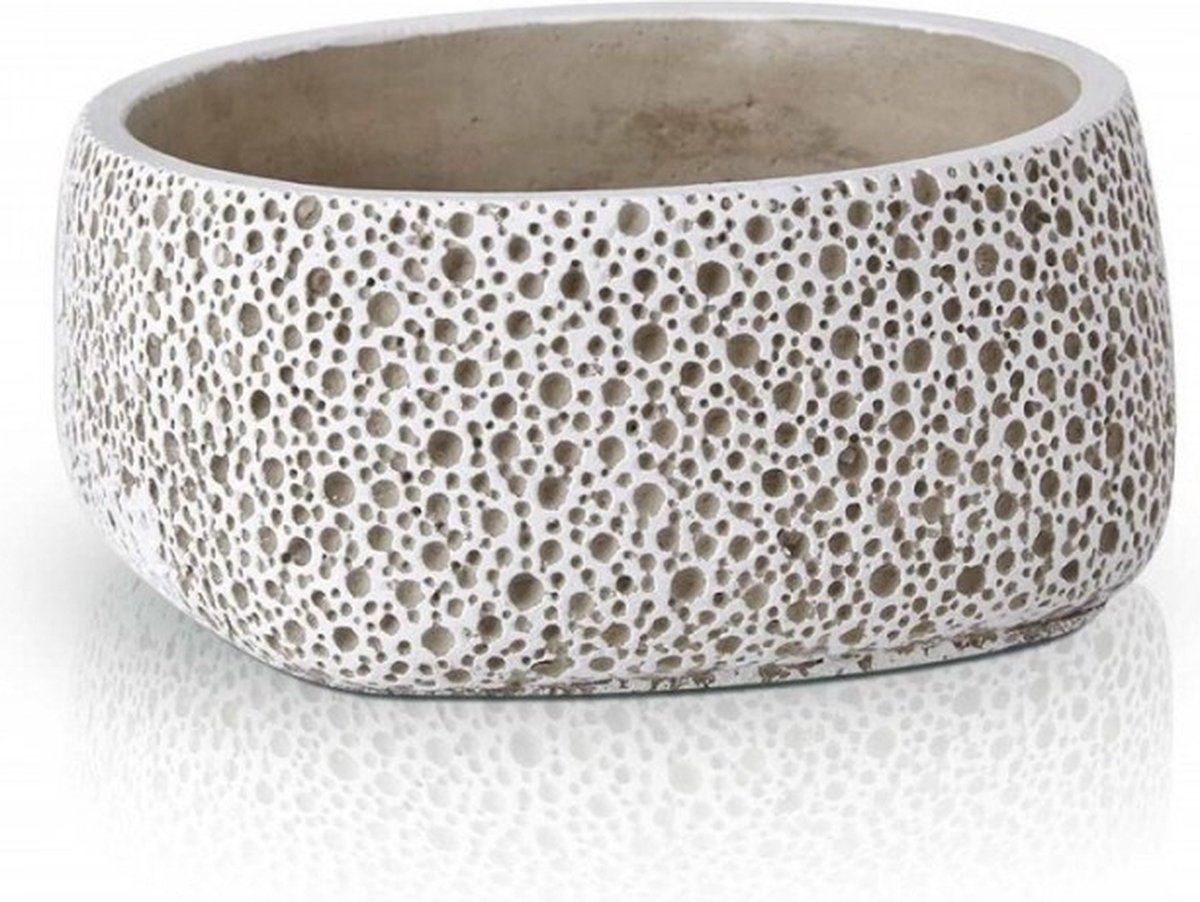 Decoratieve bloempot Ethno D24cm H10cm grijs