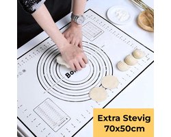 Bondoo Deegmat 70x50cm - Silicone - Zwart - Inclusief Deegschraper - Premium kwaliteit - Extra stevig