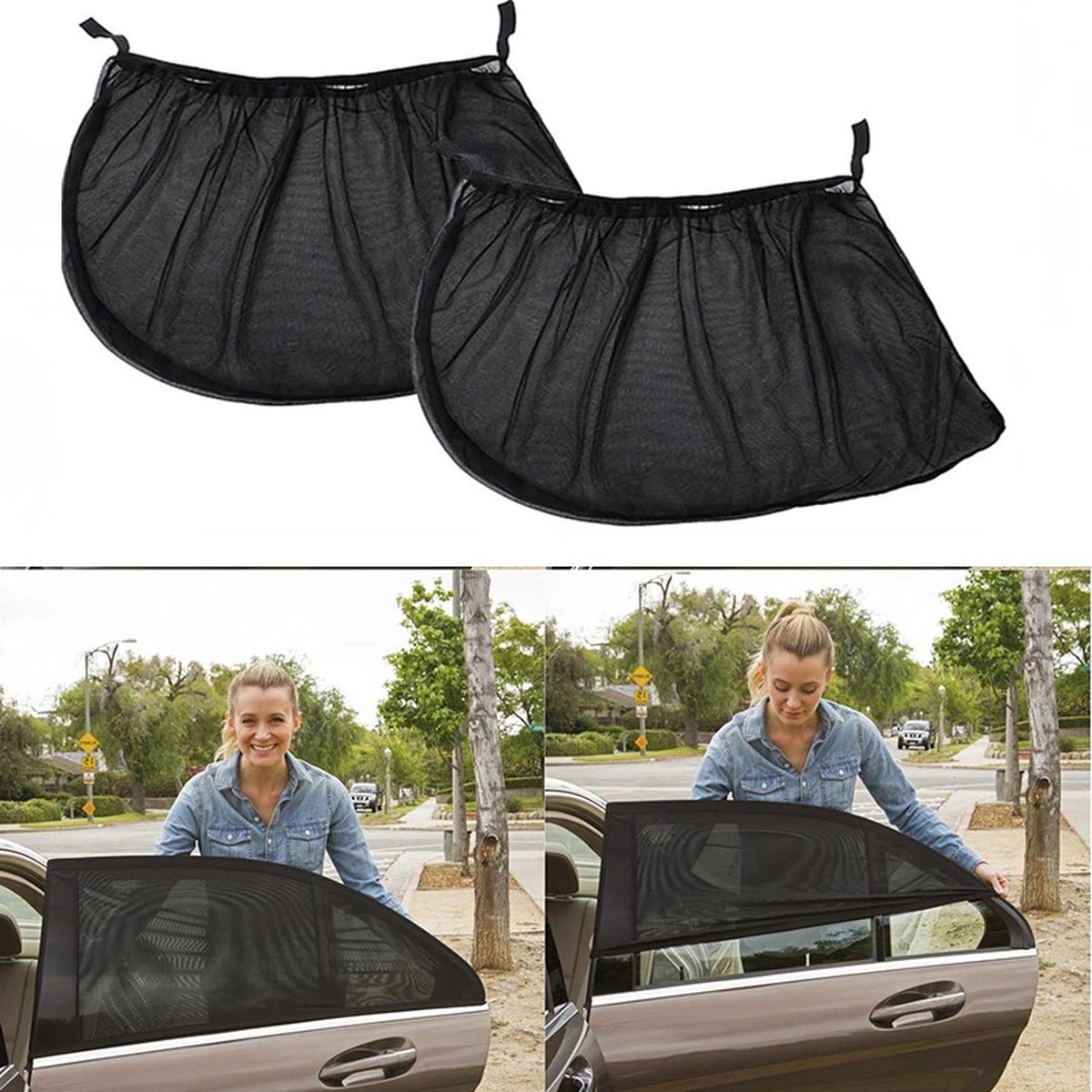 Luxe Autozonneschermen - Zonnescherm - UV Bestendig - Zonwering - Hoogwaardige kwaliteit - Magnetisch - Zijkant Raam ( Achterin) 2 Stuks