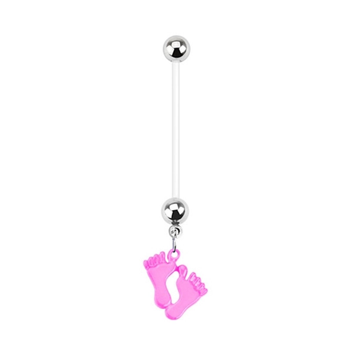 Zwangerschaps navelpiercing voetjes roze ©LMPiercings