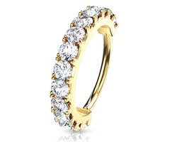Piercing CZ buigbare lined hoop band - 1.2x8 - goud - LMPiercings