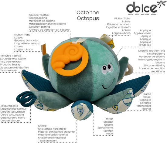 Dolce Toys speelgoed Ocean activiteitenknuffel - Octopus Octo van Dolce — afbeelding 2
