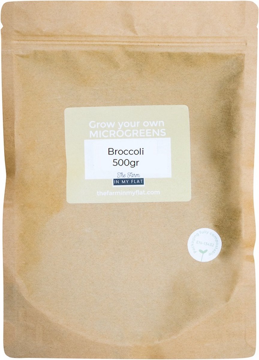 Broccoli Kiemzaden 500 g - Biologisch | Microgreen/Microgroenten zaden | Broccolikers | Brassica oleracea | Plastic vrij verpakt - The Farm in my Flat