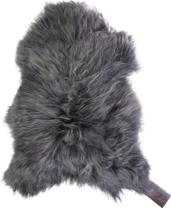 WOOOL IJslandse Schapenvacht Grijs S (90cm) LARGE - 100% Echt Wol, Langharig - Klein Schapenvachtje