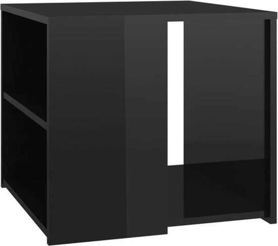 vidaXL - Bijzettafel - 50x50x45 - cm - bewerkt - hout - hoogglans - zwart