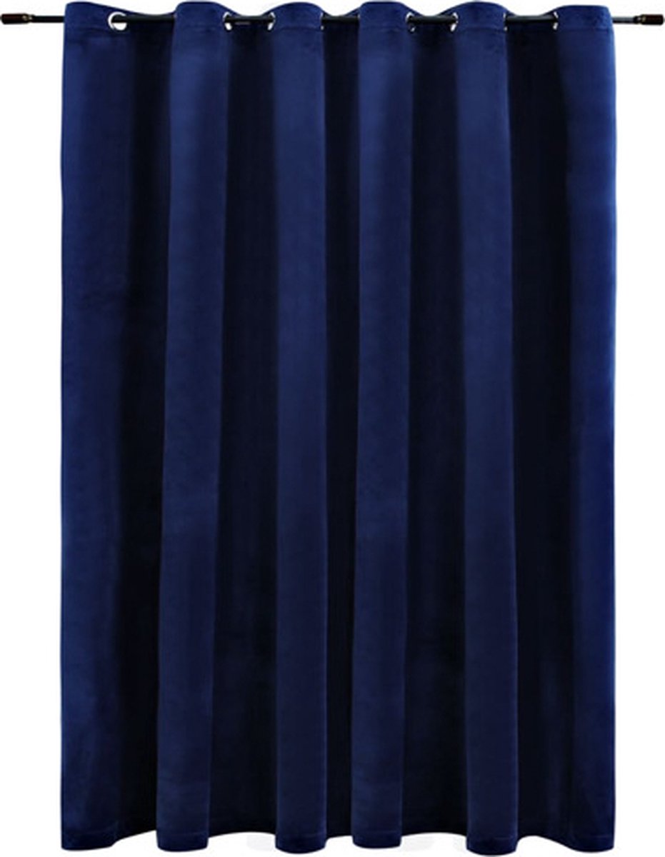 vidaXL - Gordijn - verduisterend - met - ringen - 290x245 - cm - fluweel - blauw