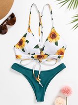 Bikini Dames -Bikini Sets -Sunflower Printed Bikini - Bikini Zomer 2022 - Blauw - Maat M