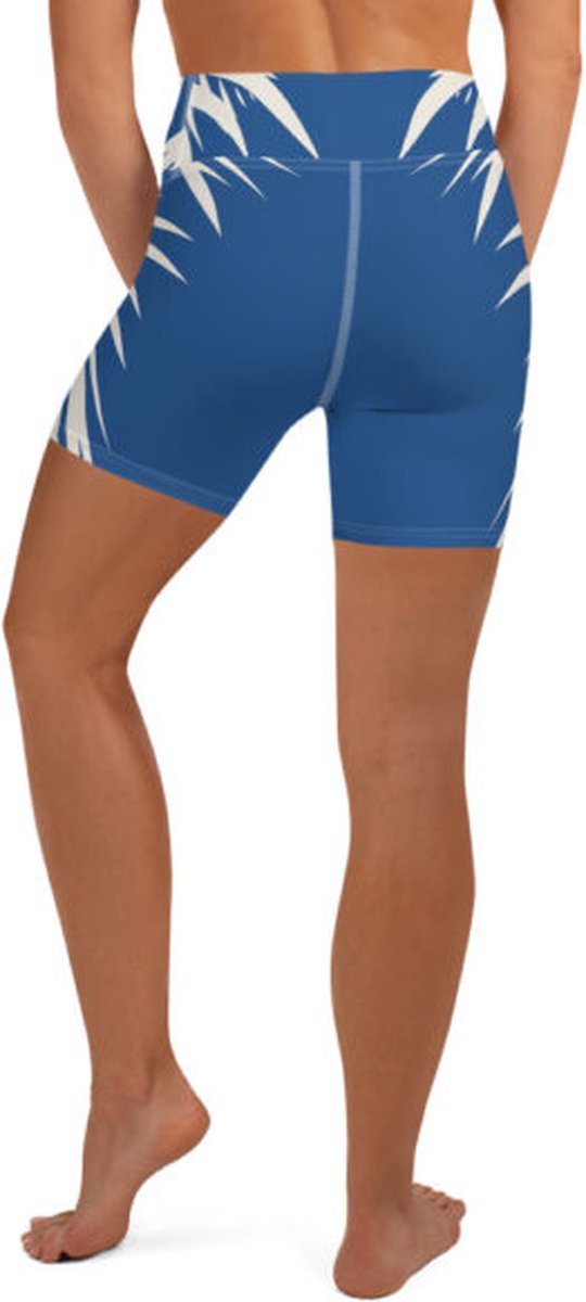 Sport Short - design Tiger Power Up - High Waist - Dry Fit - High Performance - 4way stretch - UPF 50+ - Hardloop - Yoga - Fitness - Dans - Pilates - Training - Korte Broek - dames- klassiekblauw wit - maat M — afbeelding 3
