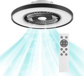 3D Air LED Plafondlamp Zwart met Ventilator - Winter en zomerstand met Full Room Circulatie - Incl. afstandsbediening