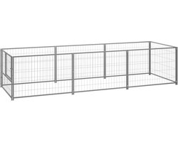 vidaXL - Hondenkennel - 3 - m² - staal - zilverkleurig