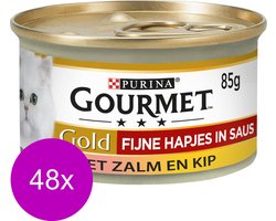 Gourmet Gold Fijne Hap Zalm/Kip - Kattenvoer - 48 x 85 g