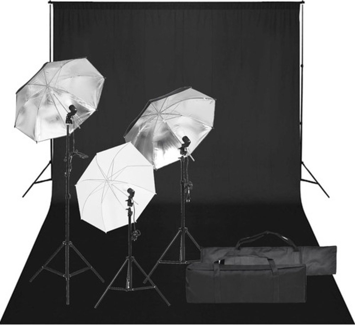 vidaXL - Fotostudioset - met - verlichtingsset - en - achtergrond