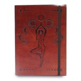 Vegan Leren Notitieboek Met Elastiek - Kosmische Godin - 200 Pagina's - 20x15x2.5cm