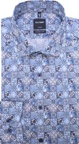 OLYMP Luxor modern fit overhemd - popeline - bleu dessin - Strijkvrij - Boordmaat: 40