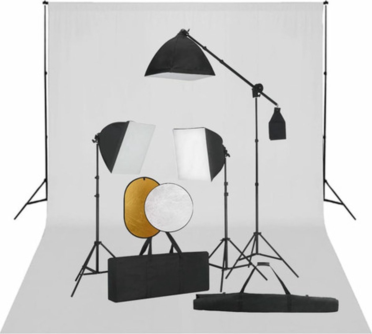 vidaXL Fotostudioset met softboxlampen. achtergrond en reflector