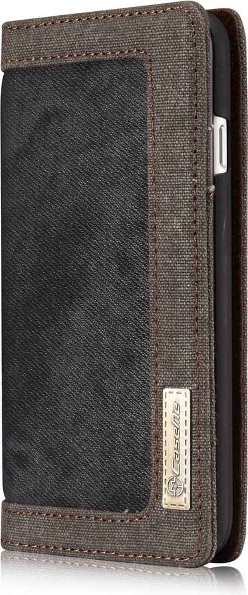 Caseme Canvas Wallet Fabric hoesje iPhone 6 6s Bookcase - Asgrijs Charcoal
