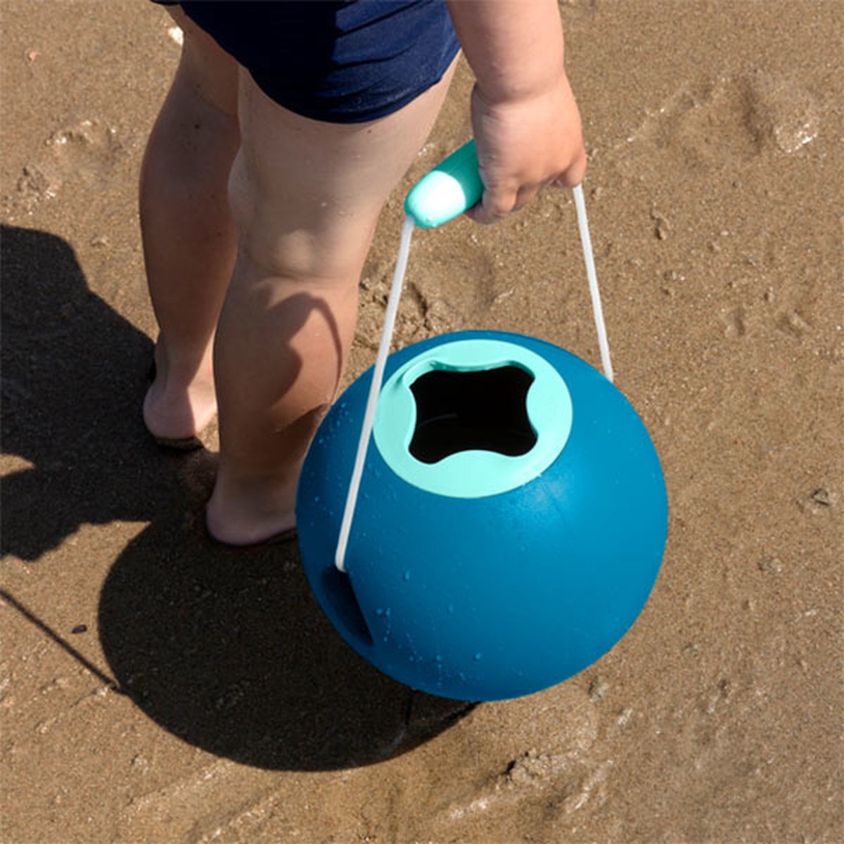 Jouet de Plage - Seau ballon - Mini Ballo Bleu et Jaune - 16 cm