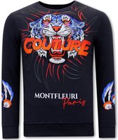 Heren Sweater met Print - Tiger Couture - 3717 - Blauw