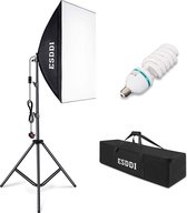 ESDDI Softbox Studiolamp - 400W continu fotostudio-apparatuur - Softboxen Fotografie - 1 x 50 x 70cm reflectoren - 1 x E27 fitting 5500K lampen - Hoogteverstelling 68-192cm - Portretten Mode - Product schieten - Zwart