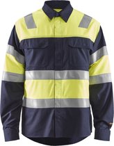 Blåkläder 3228-1515 FR Overhemd High vis Marineblauw/Geel maat S