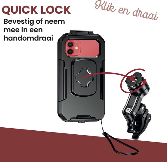 R2B Telefoonhouder fiets waterdicht met 360 graden rotatie - Model Den