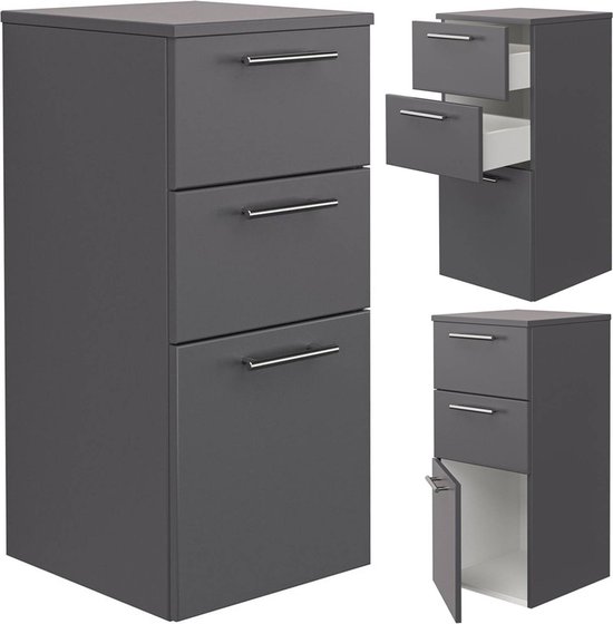 Saniselect Guarda Midi Kast R 35x34x120 cm Eiken Zwart