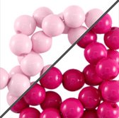Acryl kralen shiny - 2 kleuren - 4 & 6mm - 150 stuks - pink