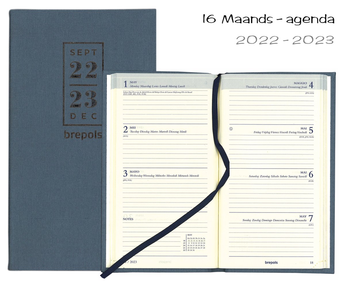 Agenda 2023 - Week per 2 pagina - 16 maanden - Interplan 16M - Nature - Blauw - 9 x 16 cm - Brepols