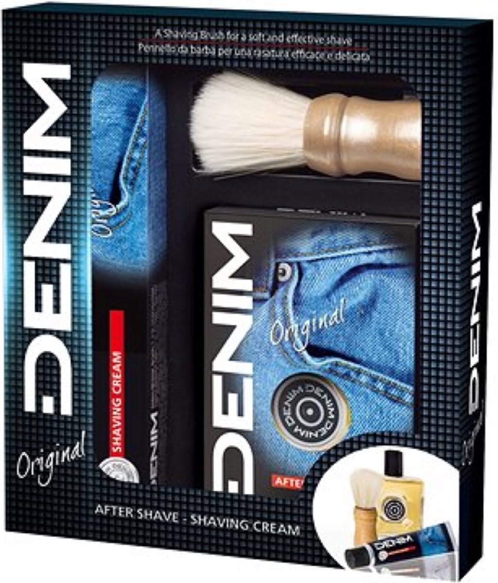 Denim Original Geschenkset 3 Delig - Aftershave + Shaving Cream + Shaving Brush