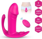 Lusty VIbrerend Slipje Vibrator - 9 Standen - Driedubbele Stimulatie - Oplaadbaar - Met Afstandsbediening - Slip Vibrator - Vibrator voor vrouwen - Seksspeeltjes - Sex Toys