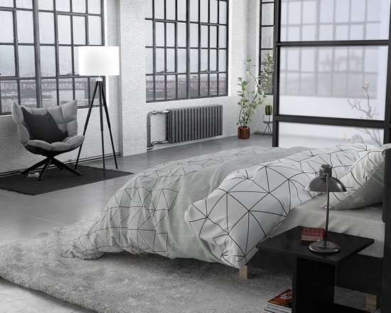 Sleeptime Flanel Gino Dekbedovertrekset - Lits-Jumeaux - 240 x 200/220 + 2 kussenslopen 60x70 - Grijs van Sleeptime — afbeelding 4